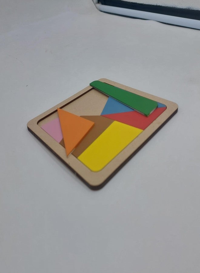 Tantrums Wooden Educational Tangram Puzzle Board, Square Shape, Multi-Colored Geometric Pieces, Learning Toy for Kids, Creative Problem Solving Game - Image 2